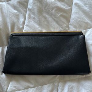 Vintage Black Clutch with Gold Accent
